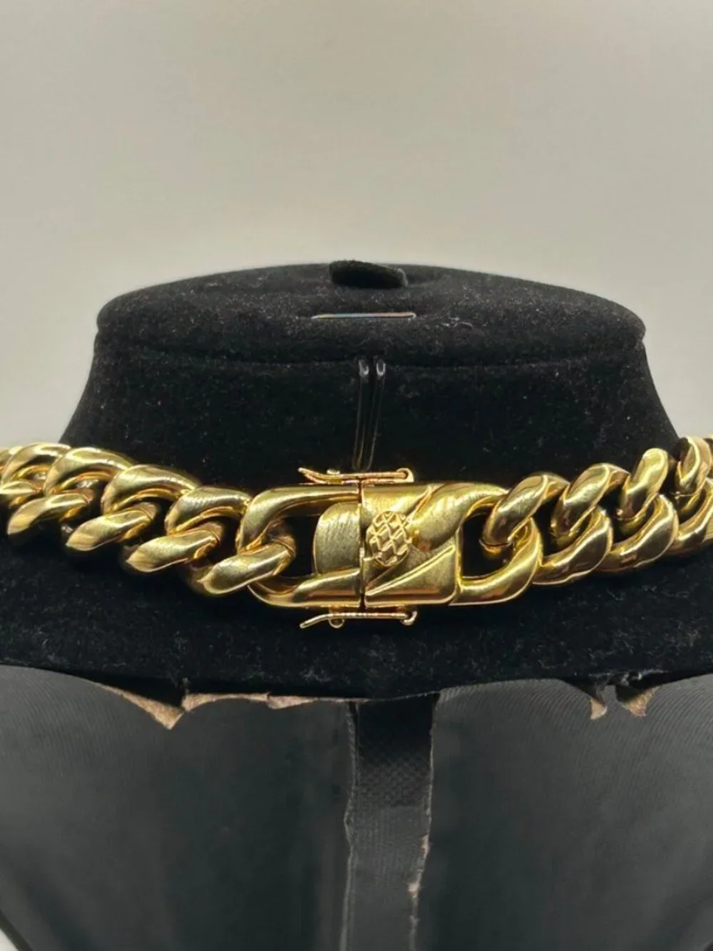 Miami Cuban Link Chain 14mm 20 Inch Real Gold Stainless Steel Plated Mens Solid